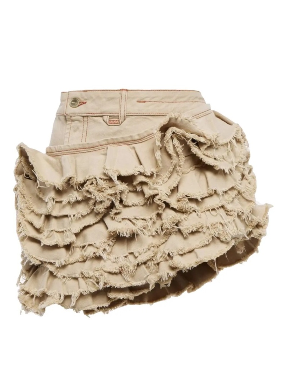 Jacquemus Le Raphia Beige 'Le Haut de Nîmes Yuma' Denim Ruffle Mini Skirt